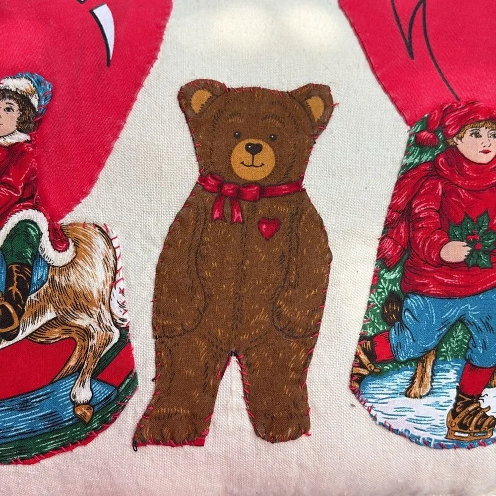 Handmade Vintage Heart and Bear Pillow